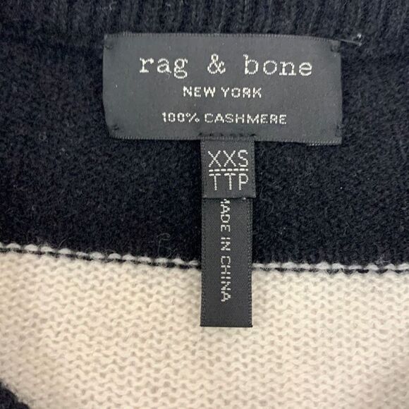 Rag & Bone 100% Cashmere Sweater Size XXS Black White Pink Gray - Picture 3 of 4